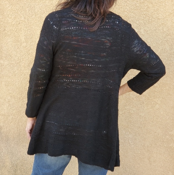 Black knit lightweight cardigan office casual travel large - Picture 3 of 7